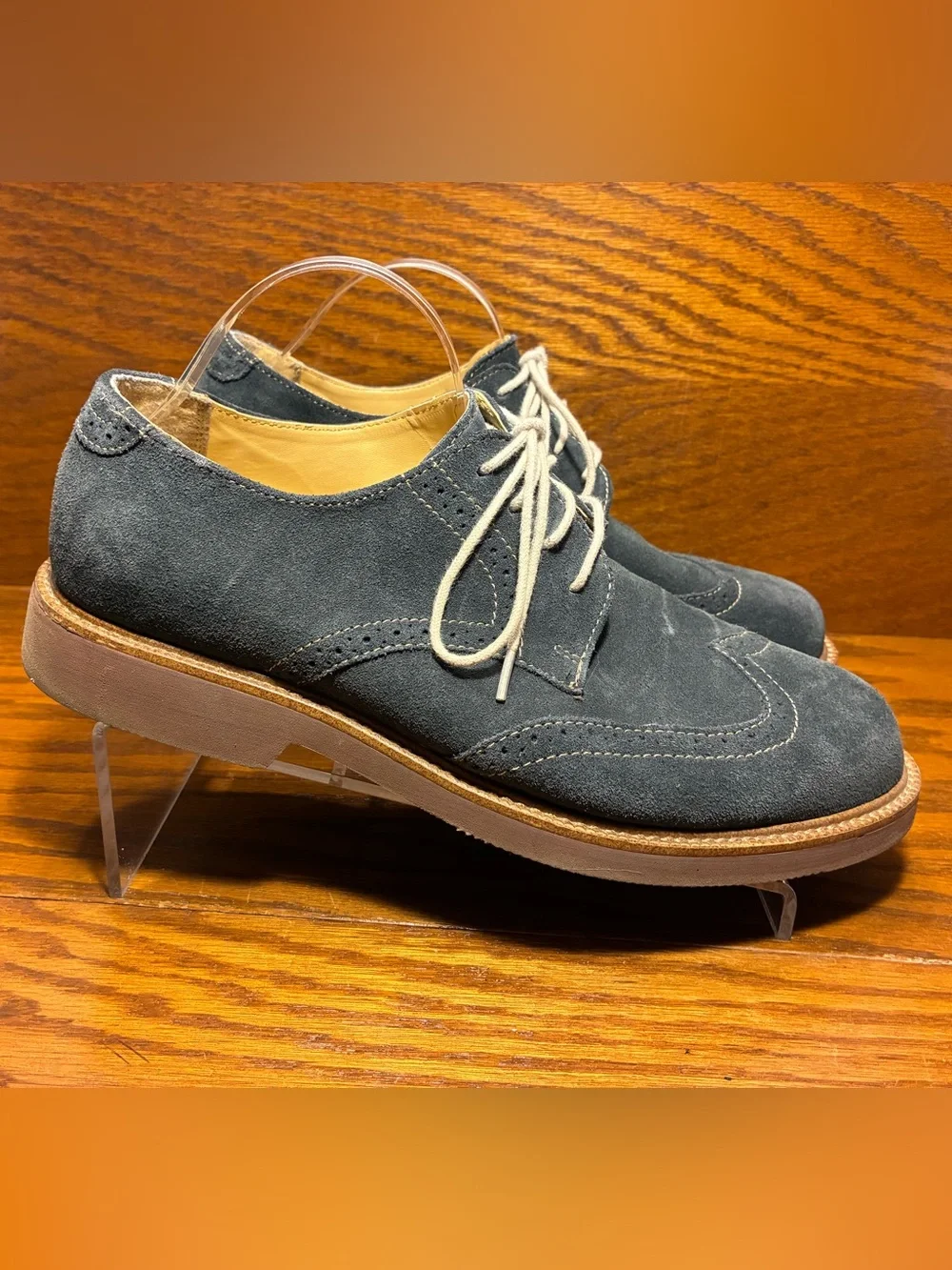Bass Blue Suede Wingtip Brogue Oxford Shoes Men’s Size 11